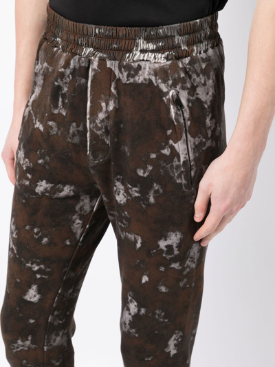 Shop Avant Toi Marbled Tapered Track Pants In Brown