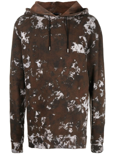 Shop Avant Toi Marbled Long-sleeve Hoodie In Brown