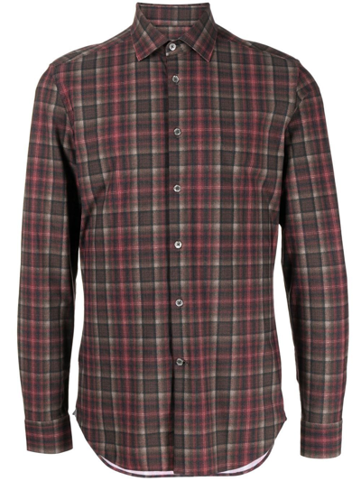 Shop Corneliani Checked Slim-fit Shirt In Red