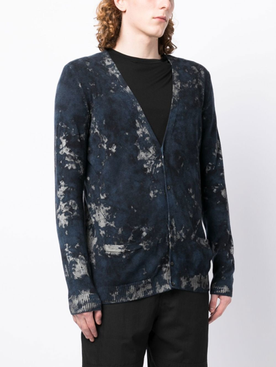 Shop Avant Toi Boreal-print Knitted Cardigan In Blue
