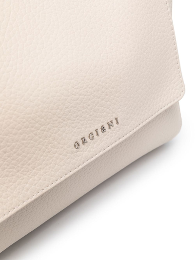 Shop Orciani Grained Leather Crossbody Bag In Neutrals