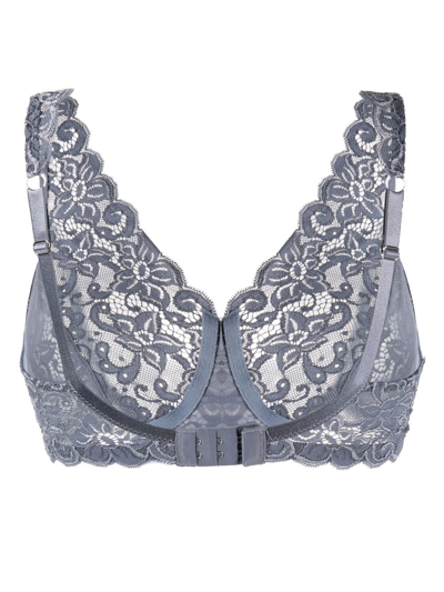 Hanro Luxury Moments Soft Cup Lace Bra In Blue