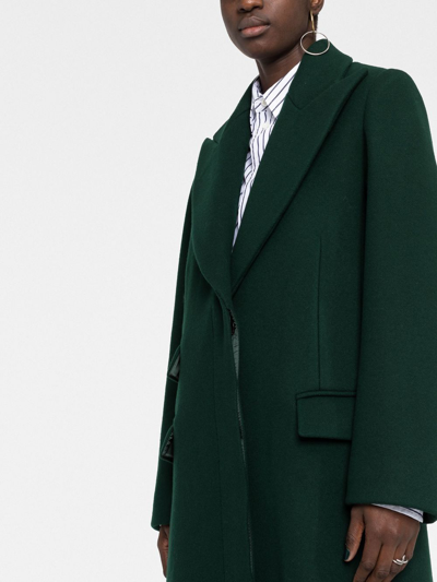 Shop Loewe Single-breasted Wool Coat In Green