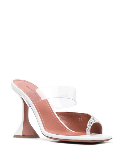 Shop Amina Muaddi Paloma 95 Mm Crystal Mules In White