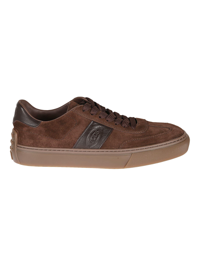 Shop Tod's Casual Logo Sided Sneakers In Brown