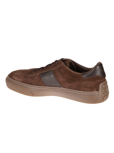 Shop Tod's Casual Logo Sided Sneakers In Brown