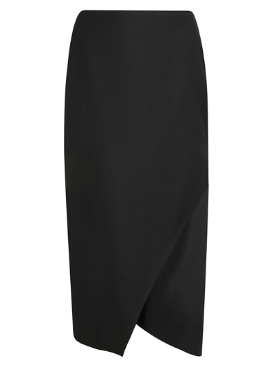 Shop Alexander Mcqueen Side Slit Asymmetric Skirt In Black