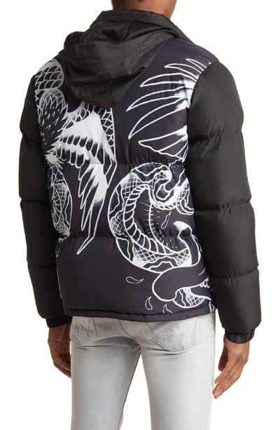 Shop Ed Hardy Eagle Serpent Battle Puffer Jacket In Black