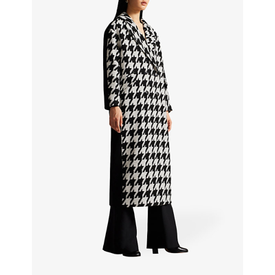 Shop Ted Baker City Houndstooth-check Woven Coat In Black