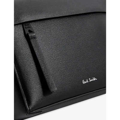 Shop Paul Smith Black Logo Textured Leather Camera Bag