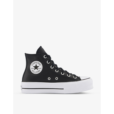 Converse All Star Lift High-top Leather Flatform Trainers In Black 