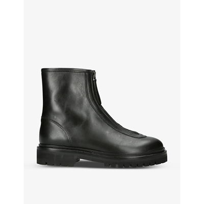 Shop Legres Zip Leather Ankle Boots In Black