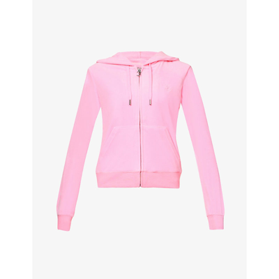 Shop Juicy Couture Women's Cotton Candy302 Relaxed-fit Logo-embroidered Velour Hoody