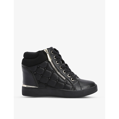 Shop Aldo Ailannah Quilted Heeled Faux-leather Trainers In Blk/other