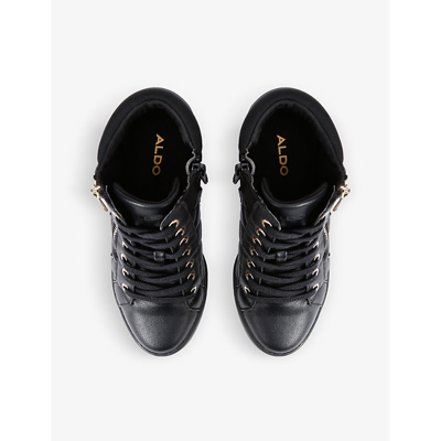 Shop Aldo Ailannah Quilted Heeled Faux-leather Trainers In Blk/other
