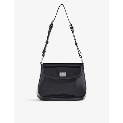 Shop Glynit Women's Deep Black Mila Faux-leather Shoulder Bag