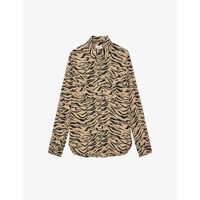 Shop Zadig & Voltaire Zadig&voltaire Women's Naturel Teros Tiger-print Woven Shirt