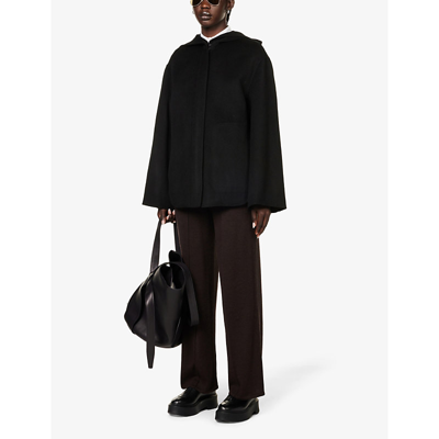 Shop Joseph Simone Hooded Wool-blend Coat In Black