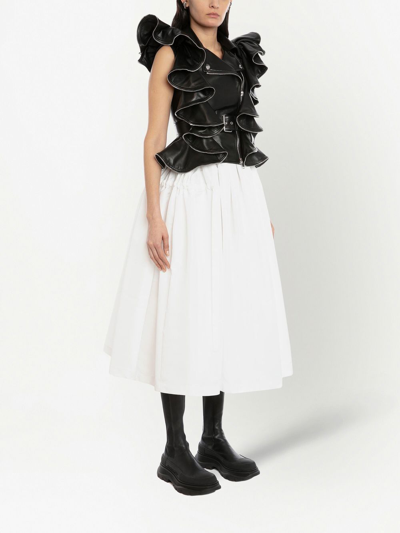 Shop Alexander Mcqueen Shirred Mid-length Skirt In White