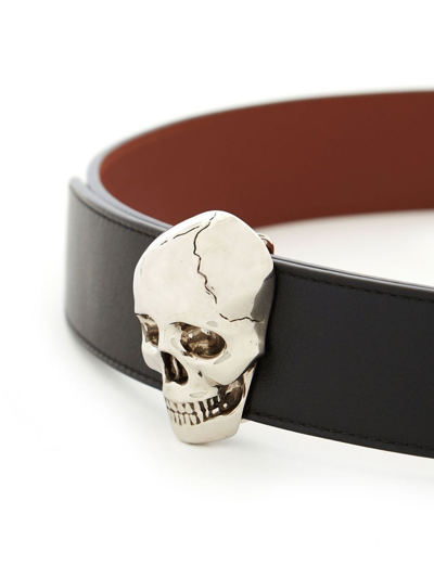 Shop Alexander Mcqueen Skull-embellished Reversible Belt In Black