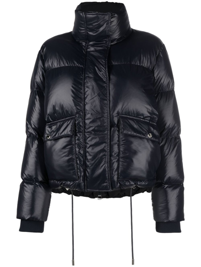 Hugo Boss High-shine Water-repellent Down Jacket With Polished Trims In  Dark Blue | ModeSens