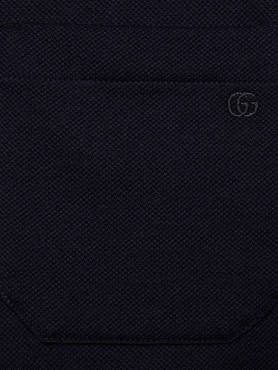 Shop Gucci Web Stripe-collar Piqué Polo Shirt In Blue