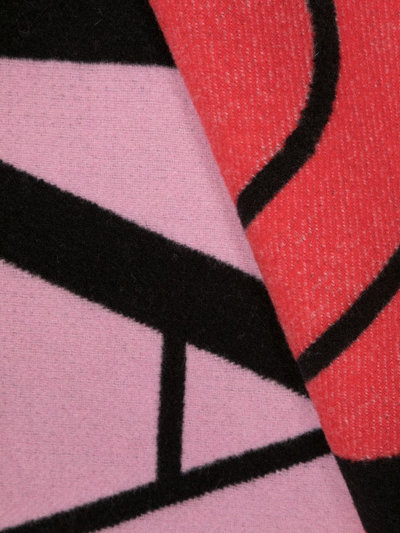 Shop Maison Kitsuné Intarsia-knit Logo Scarf In Rosa