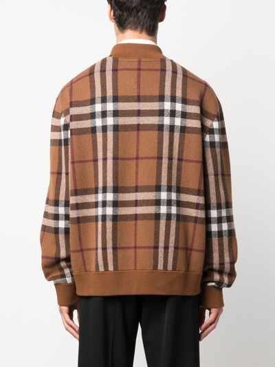 Shop Burberry Vintage Check Cashmere Bomber Jacket In Braun