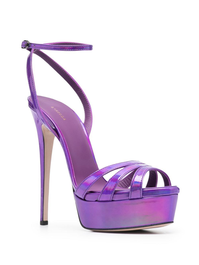 Shop Le Silla Kamala Shiny Platform Sandals In Violett
