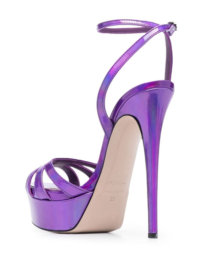 Shop Le Silla Kamala Shiny Platform Sandals In Violett