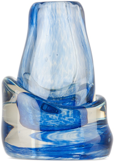 Shop Nathalie Schreckenberg Blue Dip Candle Holder In Blue Confetti