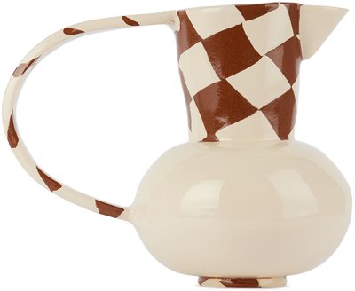 Shop Henry Holland Studio Brown & White Check Water Jug In Terra/white