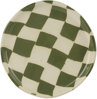 Shop Henry Holland Studio Green & White Check Side Plate In Green/white