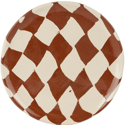 Shop Henry Holland Studio Brown & White Check Side Plate In Terra/white