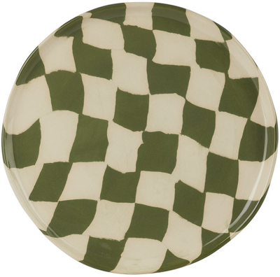 Shop Henry Holland Studio Green & White Check Dinner Plate In Green/white