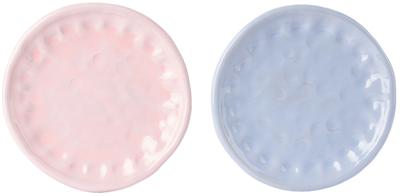 Shop Gerstley Pink & Blue Lunch Plate Set In Blush Pink & Baby B