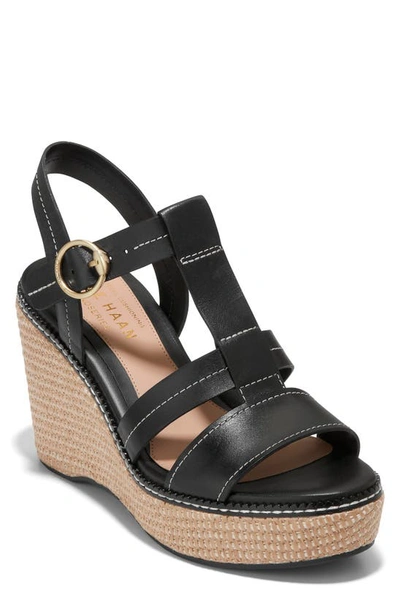 Shop Cole Haan Cloudfeel Espadrille Wedge Sandal In Black Leather