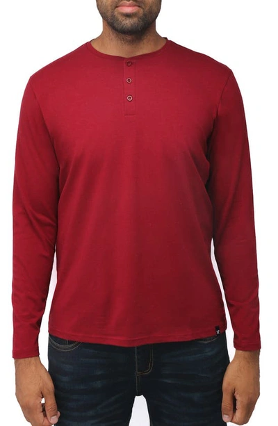 X-ray X Ray Long Sleeve Henley T-shirt In Burgundy