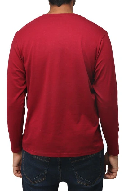 X-ray X Ray Long Sleeve Henley T-shirt In Burgundy