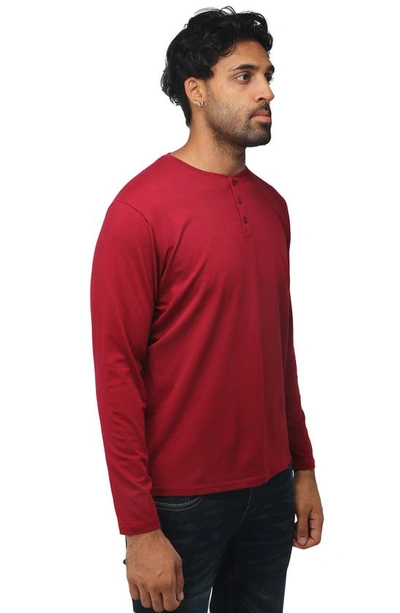 X-ray X Ray Long Sleeve Henley T-shirt In Burgundy