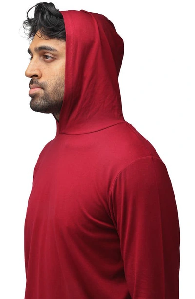 Shop X-ray Xray Long Sleeve Hooded T-shirt In Burgundy