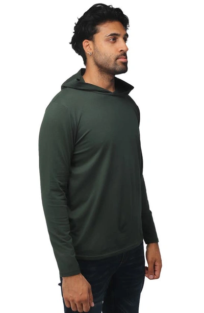 Shop X-ray Knit Long Sleeve Hoodie In Hunter