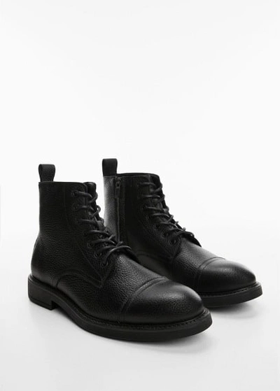 Mango Lace-up Leather Boots Black | ModeSens