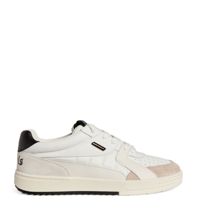 Shop Palm Angels Leather Low-top Sneakers In White