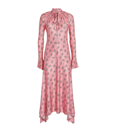 Shop Rabanne Floral Midi Dress In Pink