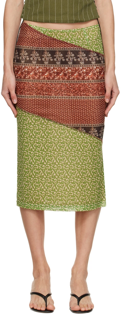 Miaou Moni High-waist Recycled Polyester-blend Midi Skirt In Pinot Paisley