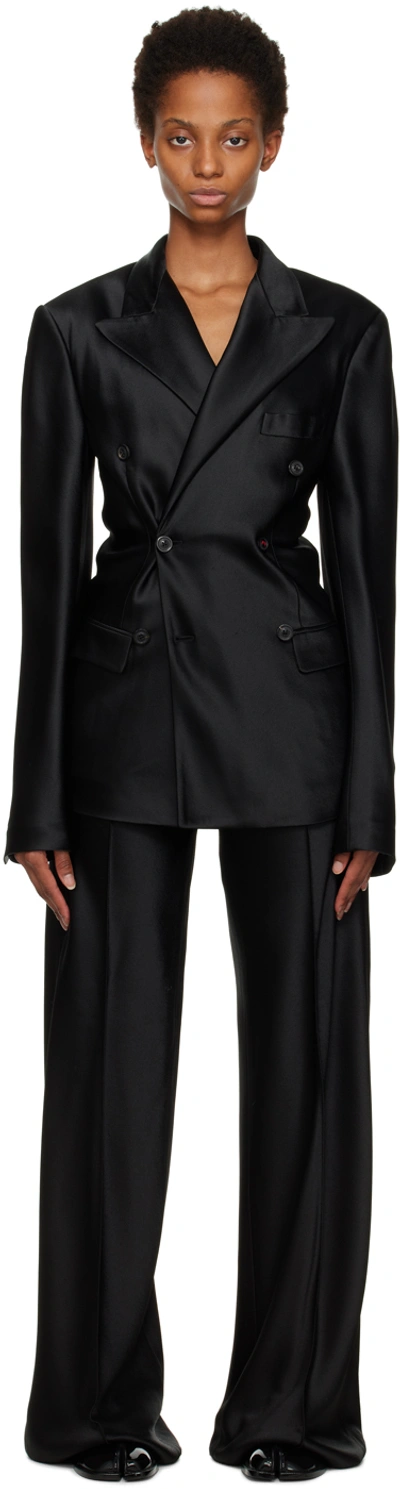 Shop Maison Margiela Black Double-breasted Suit Set In 900 Black