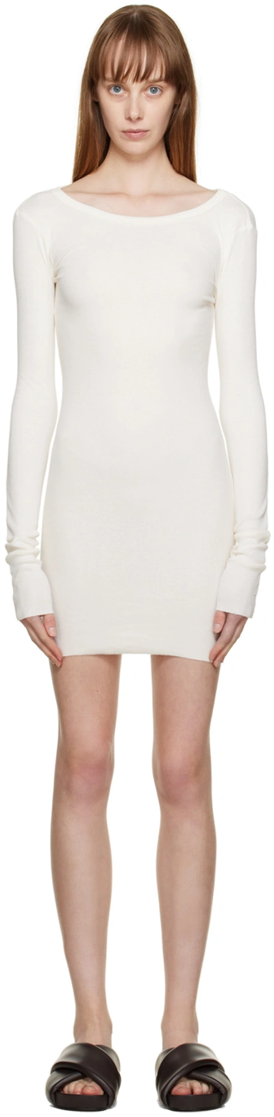 Shop Éterne Off-white Crewneck Minidress In Cream