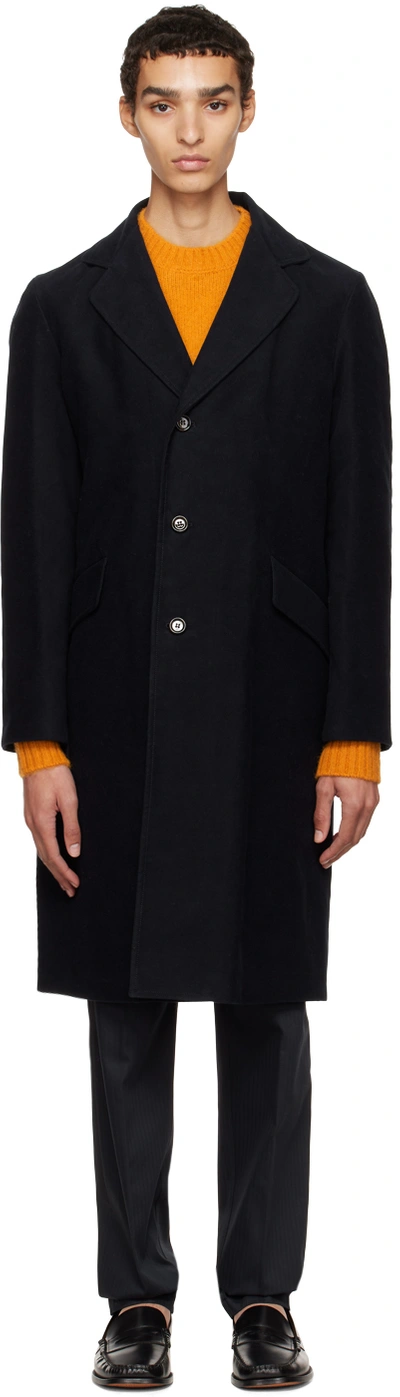 Shop Aspesi Black Franz Coat In 01099 - Blu Black /