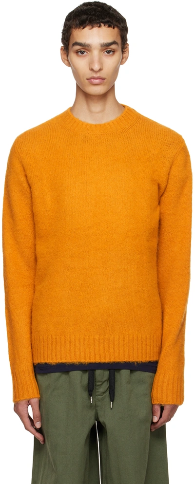 Shop Aspesi Orange Brushed Sweater In 01159 - Giallo / Yel